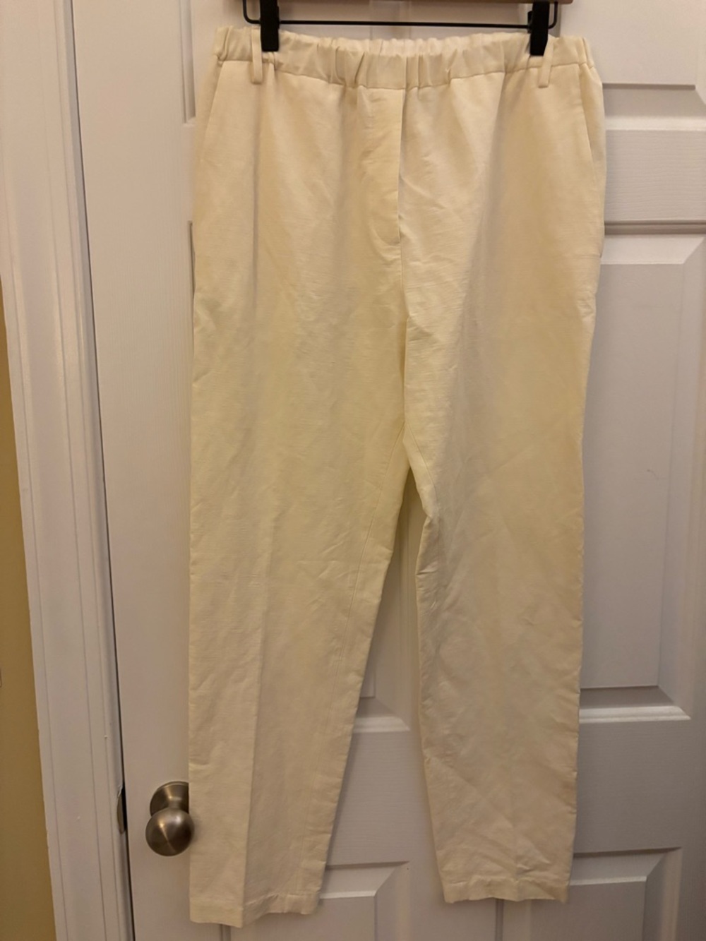 Christian Wijnants Cream Elastic-Waist Chino Pants for Women Linen Blend